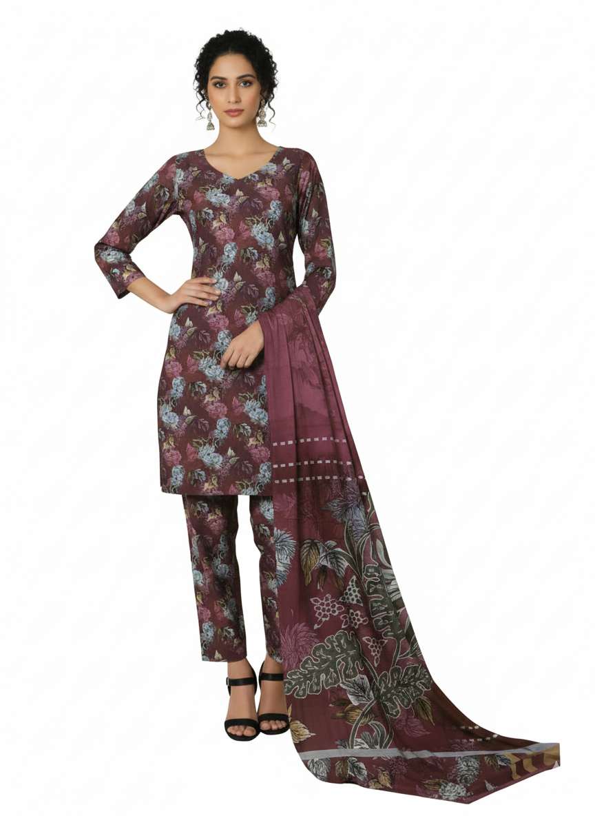 3-Pc All over Unstitched Premium Quality Khaddar KDPR-16