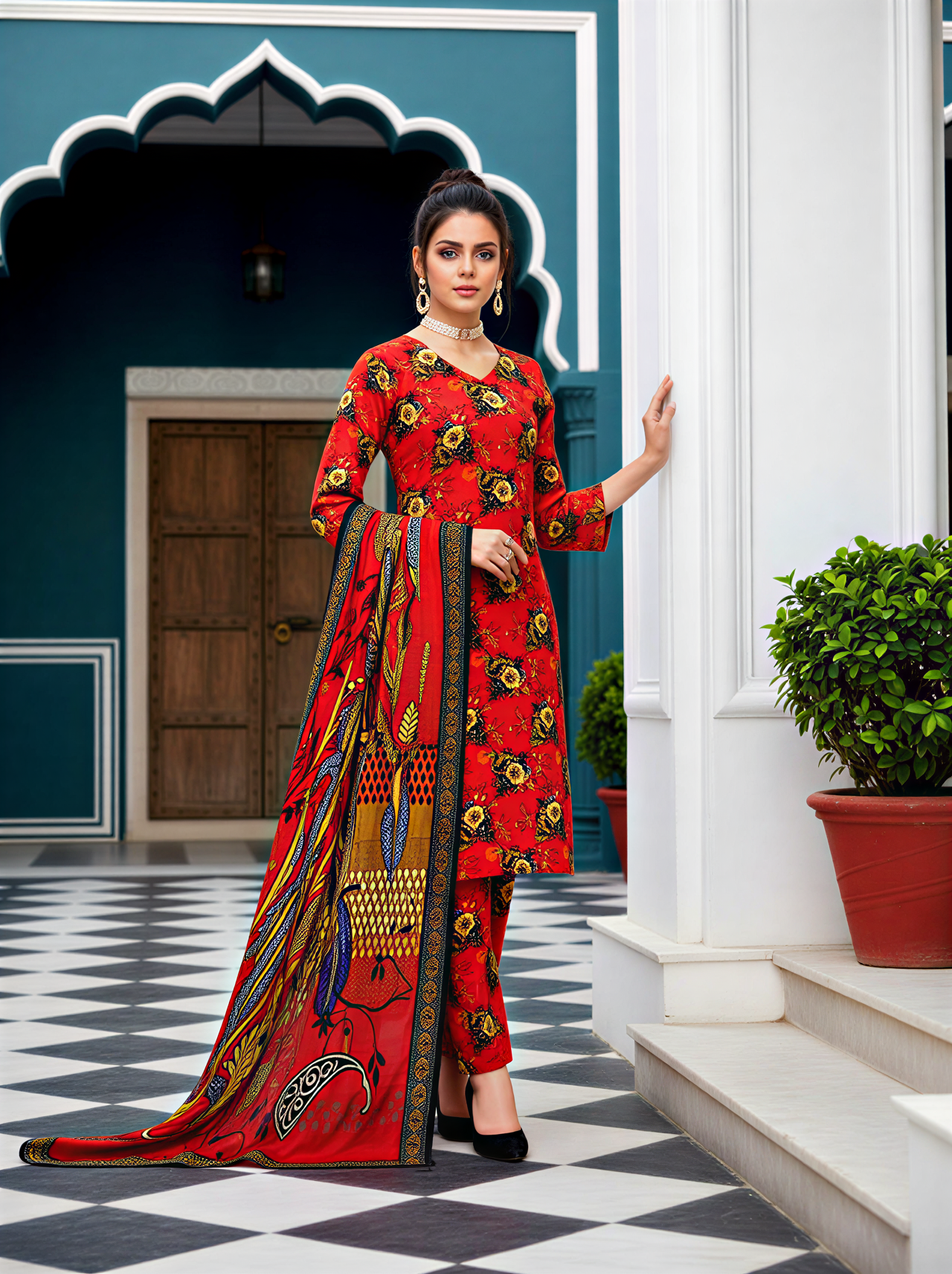 3-Pc All over Unstitched Premium Quality Khaddar KDRD-17