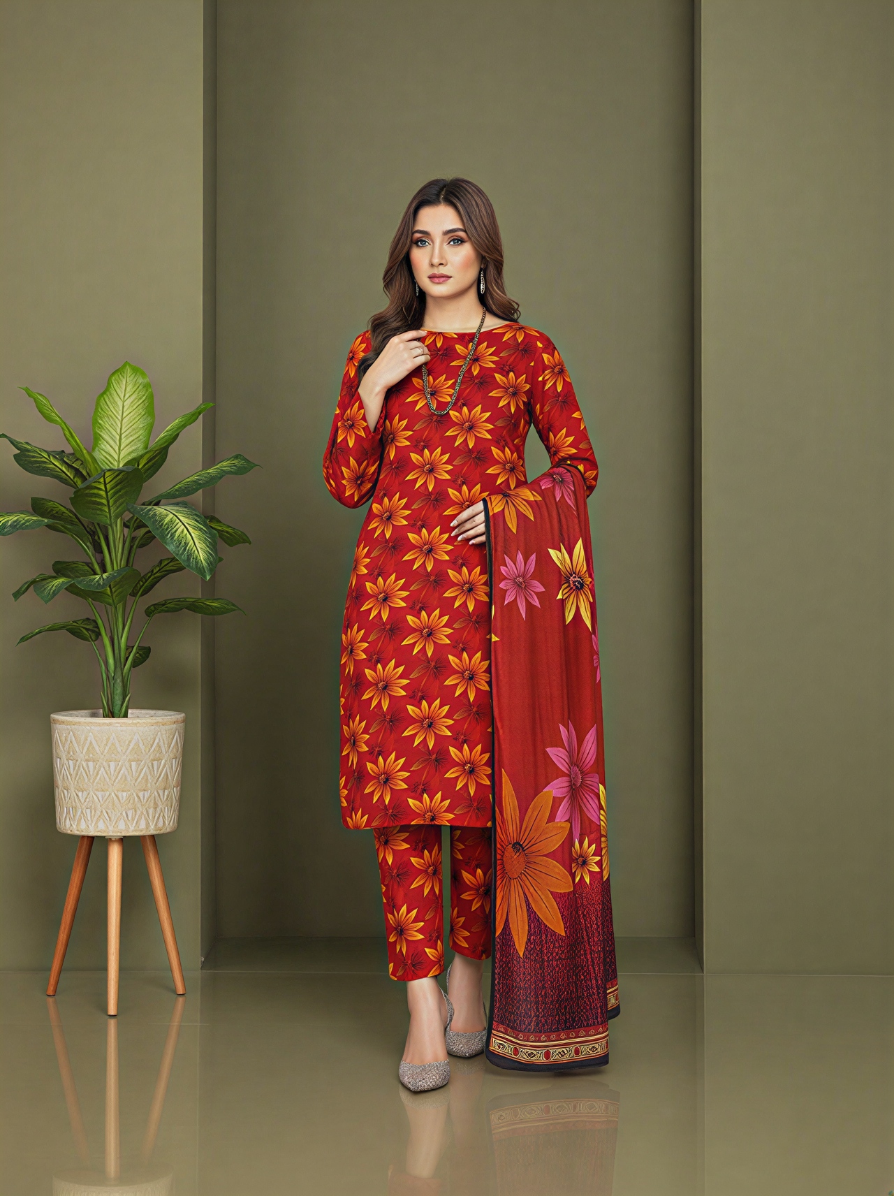 3-Pc All over Unstitched Premium Quality Lillon LNRD-24