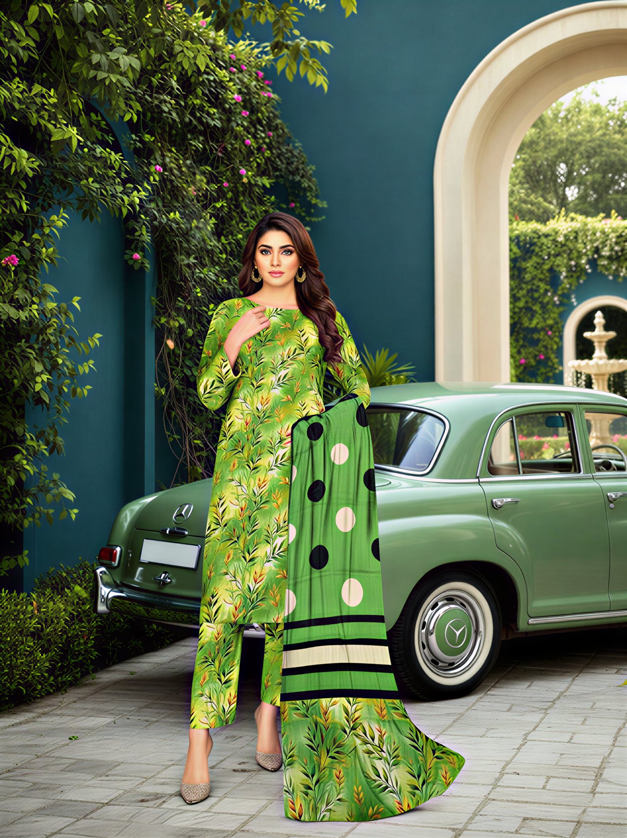 3-Pc All over Unstitched Premium Quality Lillon LNGR-28