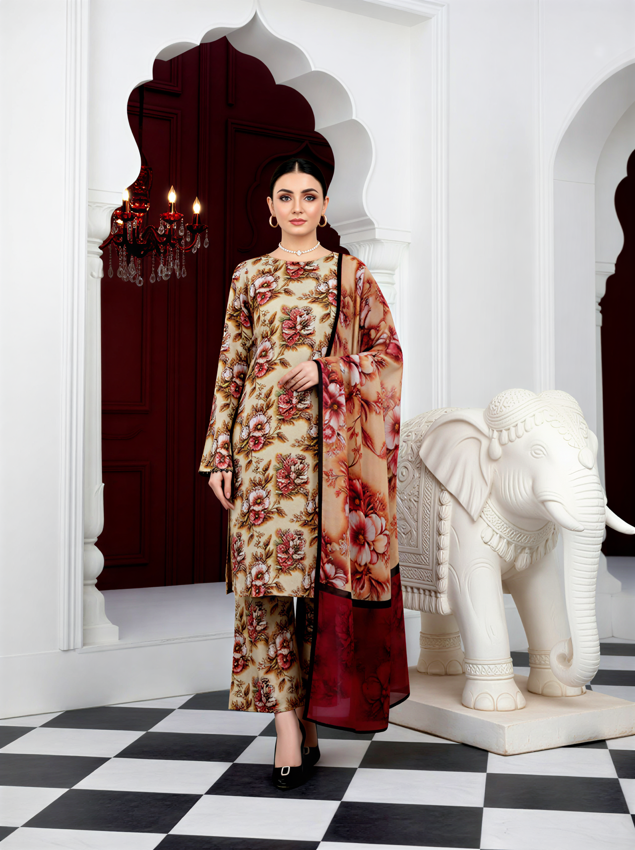 3-Pc All over Unstitched Premium Quality Lillon LNSK-22