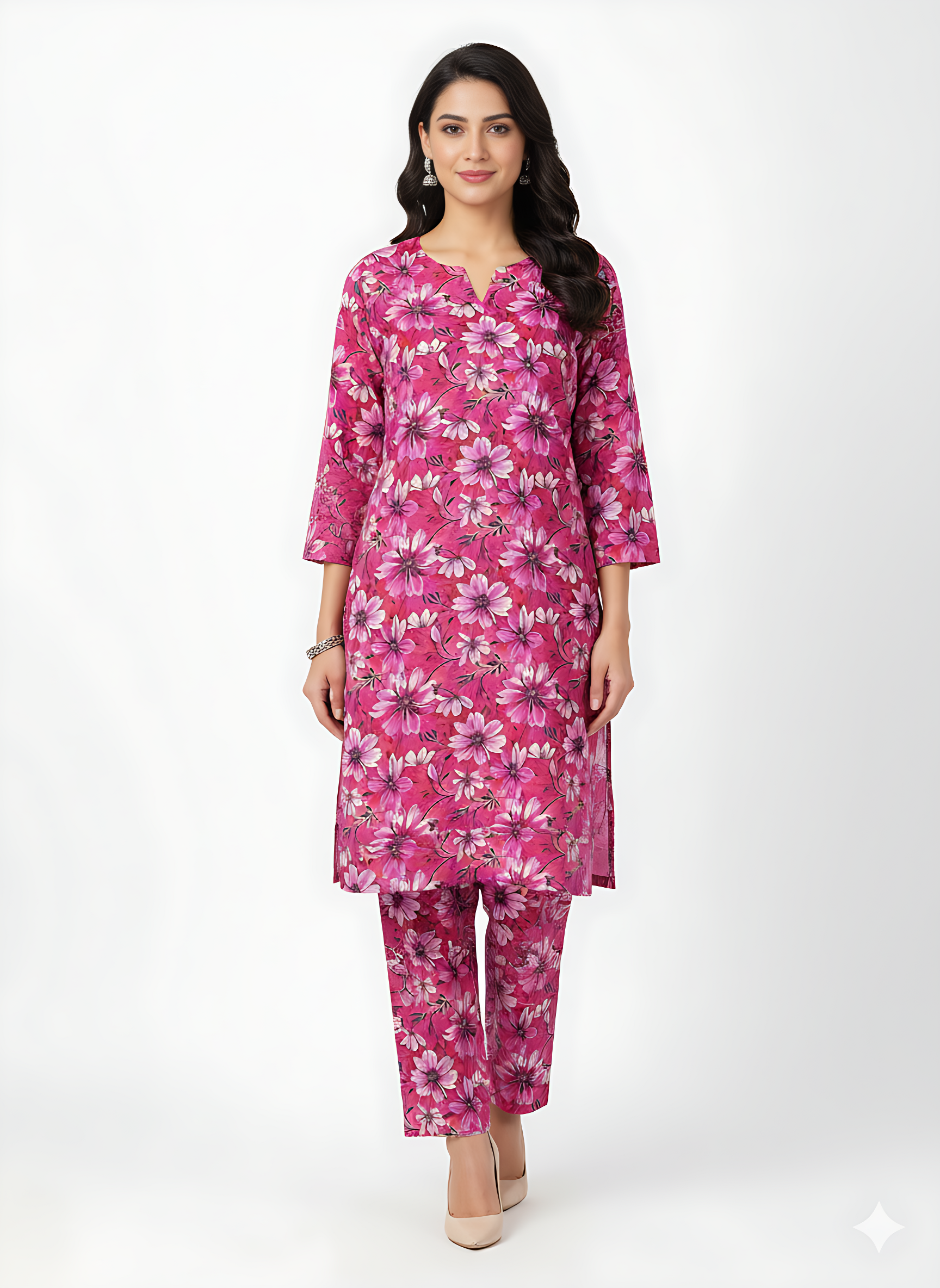 2-Pc Allover Unstitched Premium Quality Lilon