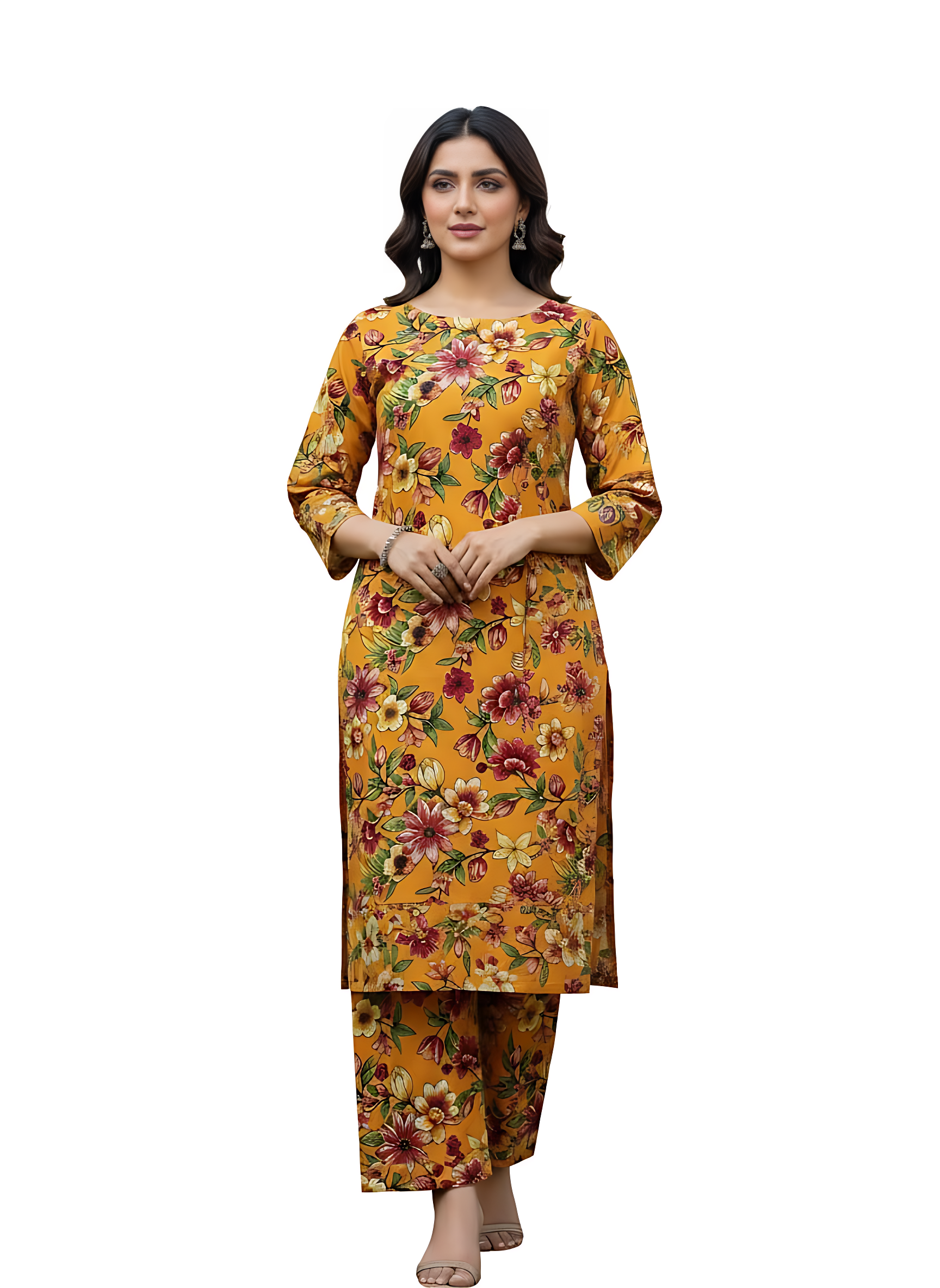 2-Pc Allover Unstitched Premium Quality Lilon