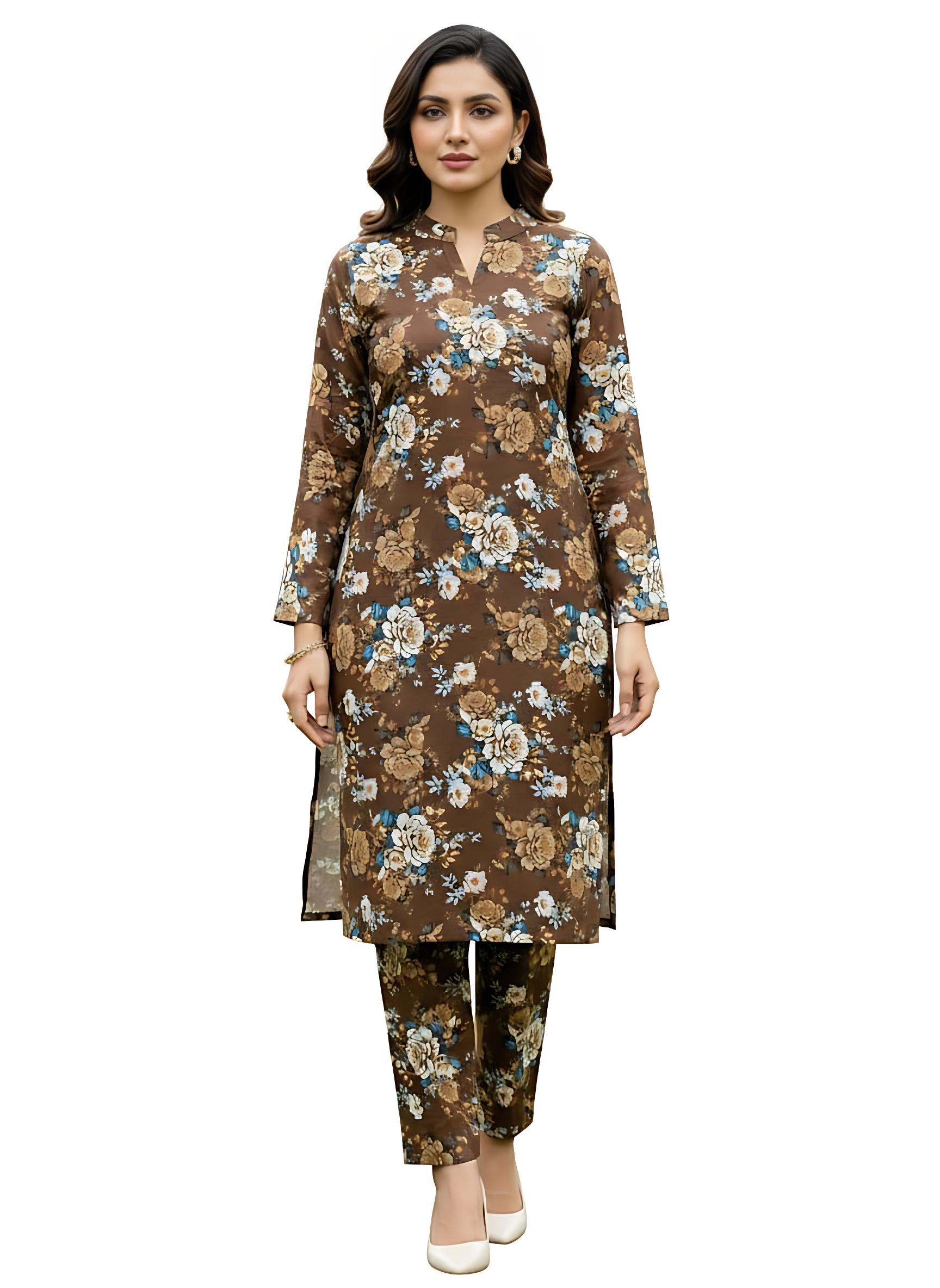 2-Pc Allover Unstitched Premium Quality Lilon