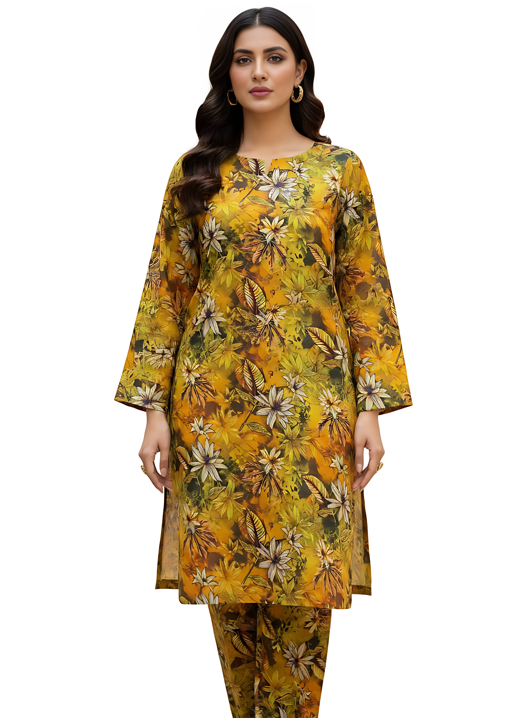 2-Pc Allover Unstitched Premium Quality Lilon