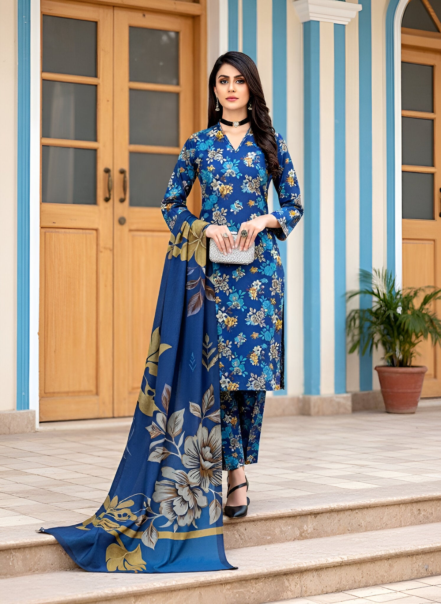 3-Pc All over Unstitched Premium Quality Khaddar KDBL-18