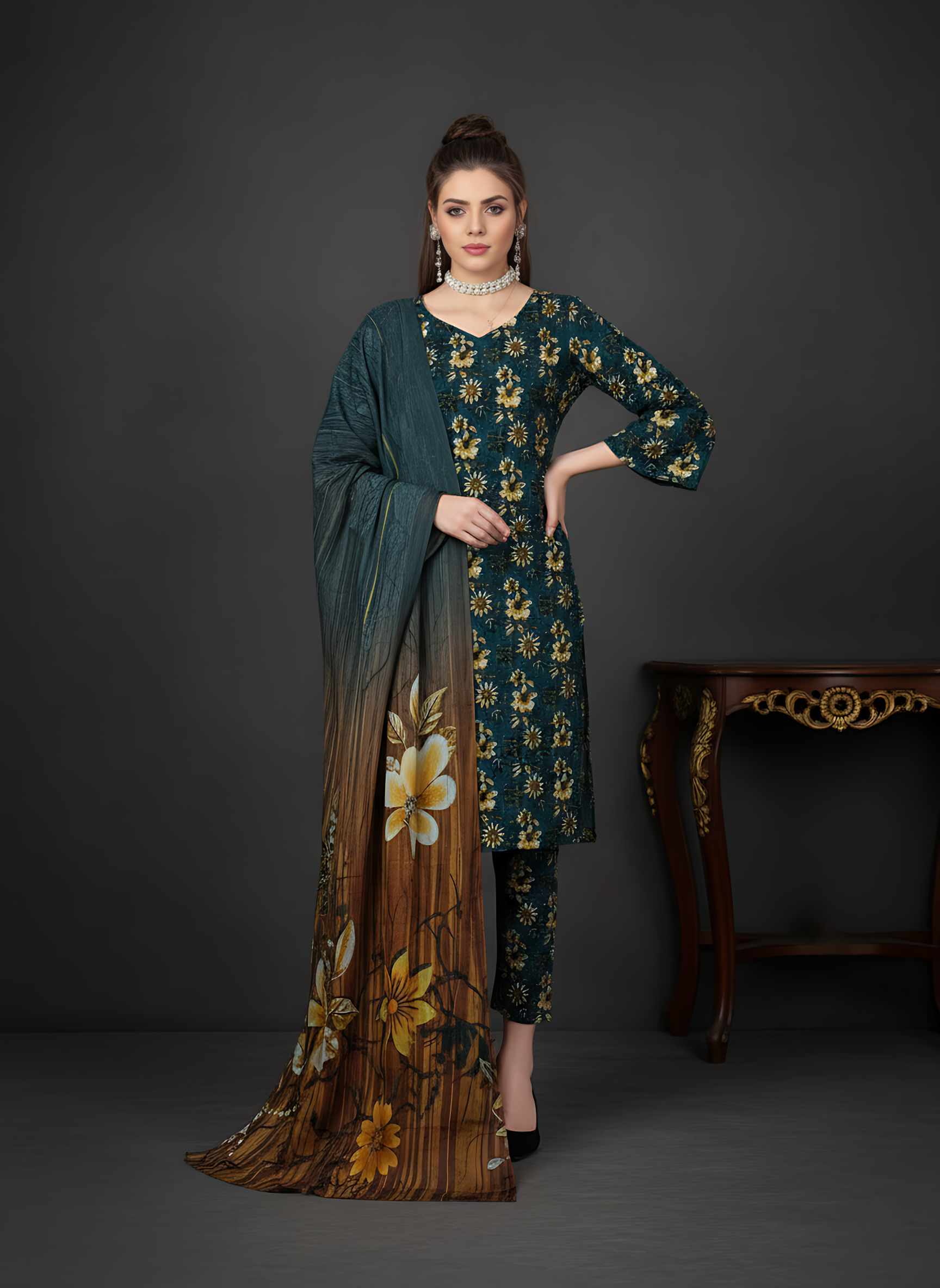 3-Pc All over Unstitched Premium Quality Khaddar KDGR-11